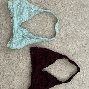 2 aerie lace halter bralettes
